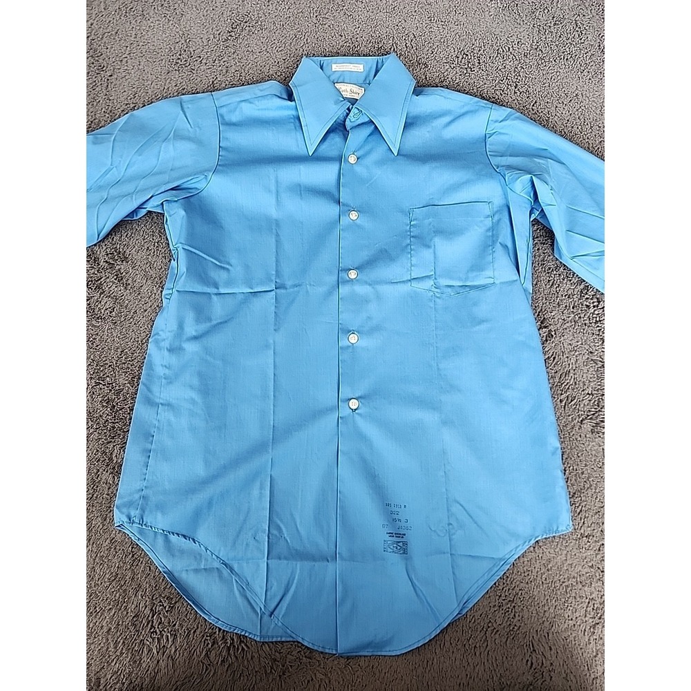 Vintage New York House Of Rothshire Blue Men's Dress Shirt Size 15 1/2 33" Arms